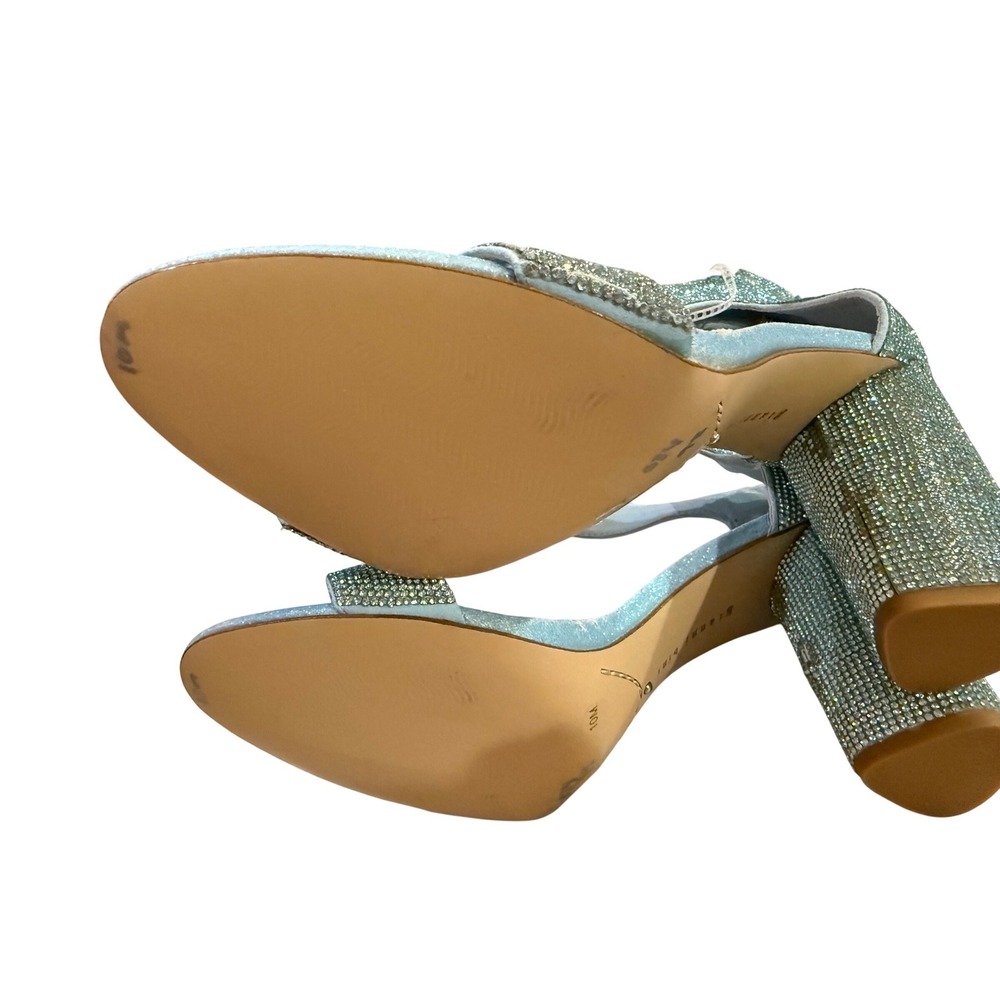 Gianni Bini Womens Sky Blue Rhinestone Block Heel Ankle Strap Sandals Size 10 - Picture 15 of 15